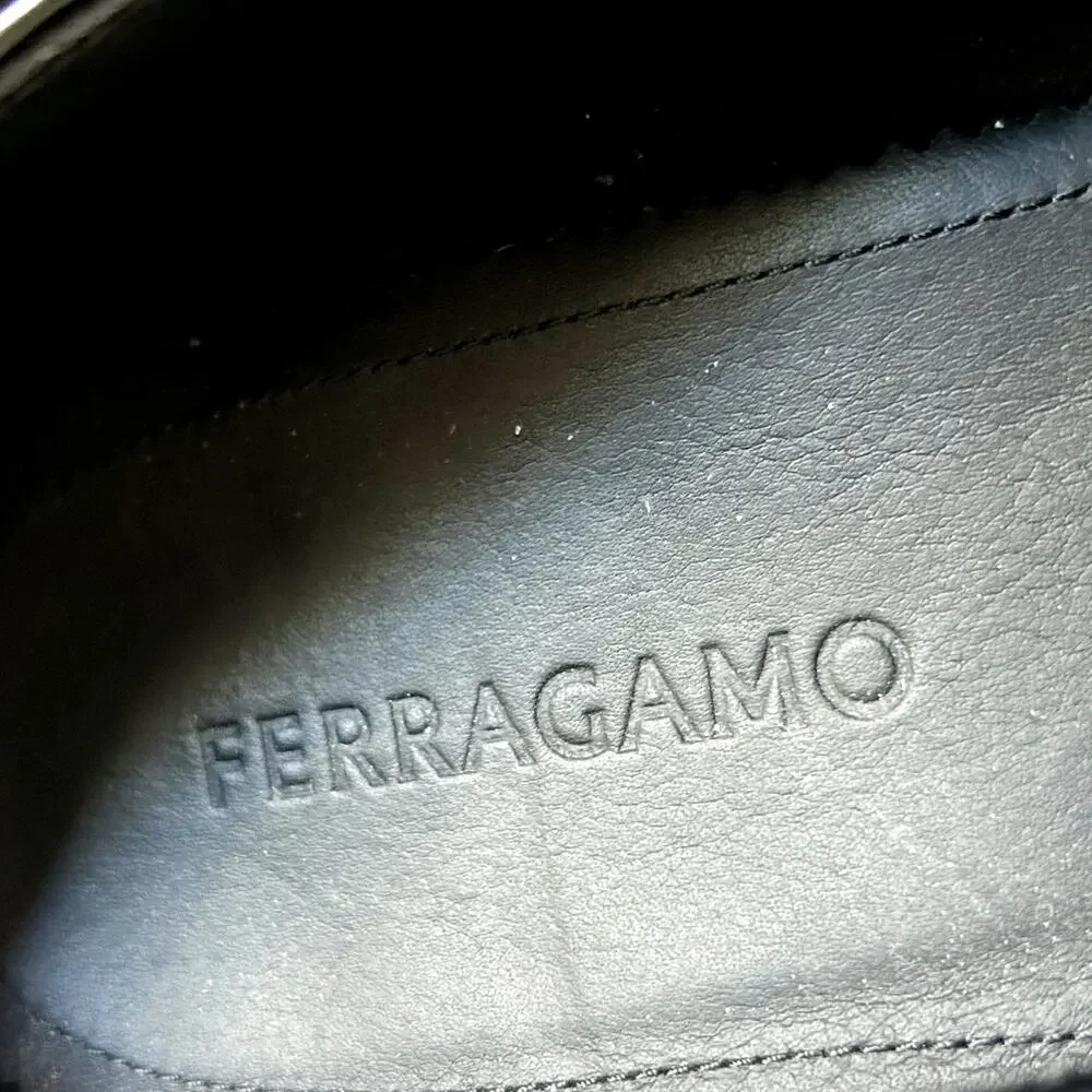 $1150 Salvatore Ferragamo Men's Black Metal Tassel Knot Loafer Shoes Size 12 EUC